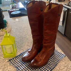 Gorgeous Frye Melissa Button Riding Boots, Chestnut Brown, Size 9.5